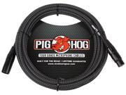 Pig Hog Black White Woven Microphone Cable 20 foot XLR