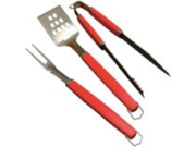 Charcoal Companion Perfect Chef 3 piece Barbecue Tool Set with Red Handle