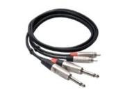 Hosa HPR 010X2 10 Ft. Dual 1 4 inch TS Male to Dual RCA Male Stereo Audio Cable
