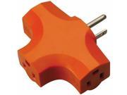 Coleman Cable 09906 3 Outlet Power Adapter Orange 12 Pack