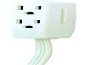 Indoor Extension Cord 3 Outlet Right Angle Plug 8 Foot White