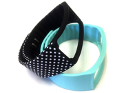 Set 1 Black with White Dots Spots and 1 Teal Replacement Bands Metal Clasps For Samsung Galaxy Gear Fit Bracelet Smart Wristband Wireless Activity Bracelet Sp