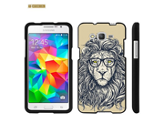 Beyond Cell®Galaxy Grand Prime Case G530 Case Premium Protection Slim Design 2 piece Snap On Non Slip Matte Hard Rubberized Phone Cover Nerd Lion