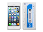 Clear White Retro Cassette Tape Skin Apple iPhone 5 Rubber Silicone Cover Case fits Sprint Verizon AT T Wireless