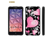 Beyond Cell®Alcatel One Touch Fierce XL Case Premium Protection Slim Light Weight 2 piece Snap On Non Slip Matte Hard Rubberized Phone Case 3D Hearts
