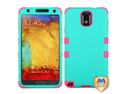 MYBAT Rubberized Teal Green Electric Pink TUFF Hybrid Phone Protector Cover for SAMSUNG N900A Galaxy Note 3
