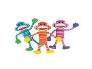 12 Bendable Classic Sock Monkeys Toy Party Favor Gift Costume Accessory