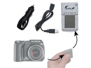Gomadic Compact Multi External Battery Charge System for the Olympus Stylus 500 Digital. USB Car and Wall charging connections