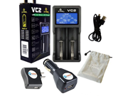 BUNDLE XTAR VC2 Premium USB Charger w LCD Screen Display Li ion Battery Charger with LightJunction USB Car and Wall Plugs for 18350 18500 18650 18700 14500 16