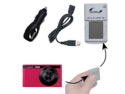 Gomadic Portable External Battery Charging Kit suitable for the Panasonic Lumix XS1 Includes Wall Car and USB Charge Options