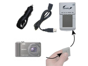 Sony Cyber shot DSC H70 Battery Charger Kit Contains multiple charging options including AC Wall DC Car and USB Port