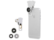 Iphone Camera Lens Kit for iPhone 6S 6 plus All Smartphones 180° Fisheye Lens Macro Lens Wide Angle Lens Includes a Universal Clip White