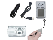 Olympus Stylus 750 Battery Charger Kit Contains multiple charging options including AC Wall DC Car and USB Port