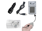 Gomadic Portable External Battery Charging Kit for the Olympus Stylus 820 Digital Includes Wall Car and USB Charge Options