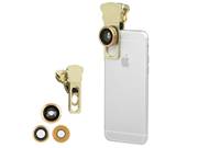 Iphone Camera Lens Kit for iPhone 6S 6 plus All Smartphones 180° Fisheye Lens Macro Lens Wide Angle Lens Includes a Universal Clip Gold