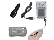 Gomadic Portable External Battery Charging Kit for the Pentax Optio W90 Includes Wall Car and USB Charge Options