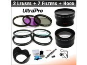 UltraPro 58mm Essential Lens Filter Bundle Includes 2x Telephoto Lens 0.45x HD Wide Angle Lens w Macro 3 piece Filter Kit UV CPL FL D 4 Piece Close