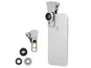 Iphone Camera Lens Kit for iPhone 6S 6 plus All Smartphones 180° Fisheye Lens Macro Lens Wide Angle Lens Includes a Universal Clip Silver