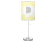 White Modern Elephant with Soft Yellow and White Trim Desk Lamp