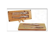 Two Toned Bamboo Magnetic Cheese Cutting Board Set with Knives 3 Piece