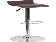 Flash Furniture 2 Pack Contemporary Vinyl Adjustable Height Bar Stool with Chrome Base 34 Inch Brown