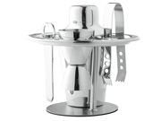 Chefs Star Professional 6 Piece Stainless Steel Compact Bar Set Includes Ice Bucket Cocktail Shaker Set Martini Shaker Set Bar Tool Stand Bottle Opener Do
