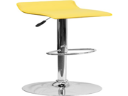 Flash Furniture 2 Pack Contemporary Vinyl Adjustable Height Bar Stool with Chrome Base 34 Inch Yellow