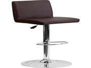 Brown Vinyl Adjustable Height Barstool with Chrome Base