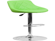 Green Vinyl Bucket Seat Adjustable Height Barstool with Chrome Base