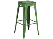 30 High Backless Distressed Green Metal Indoor Outdoor Barstool