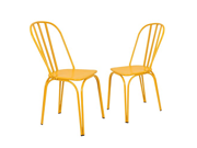 Adeco Contemporary Style Metal Stackable Hollow Back Chairs Set of 2