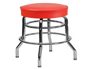 Double Ring Chrome Barstool with Red Seat