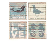 Primitives By Kathy Beach Stone Coasters Set of 4