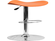 Orange Vinyl Adjustable Height Barstool with Chrome Base