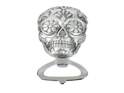 Sugar Skull Day of Dead Embossed Silver Bottle Opener 4 Inches
