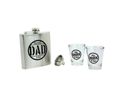 Mancave Greatest Dad Ever Hip Stainless Steel Flask Set Metallic