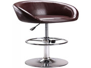 J.misa Roundhill Brown Pu Leather Modern Swivel Adjustable Hydraulic Chair Bar Stool