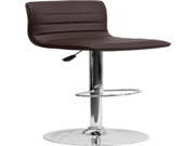Brown Vinyl Adjustable Height Barstool with Chrome Base