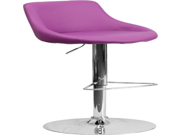 Purple Vinyl Bucket Seat Adjustable Height Barstool with Chrome Base