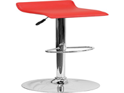 Red Vinyl Adjustable Height Barstool with Chrome Base