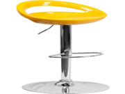 Yellow Plastic Adjustable Height Barstool with Chrome Base