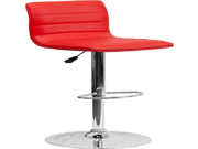 Red Vinyl Adjustable Height Barstool with Chrome Base
