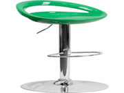 Green Plastic Adjustable Height Barstool with Chrome Base