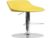 Yellow Vinyl Bucket Seat Adjustable Height Barstool with Chrome Base