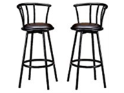 Bar Stool In Satin Black Finish Metal With Swivel Seat And Back 2 Pack