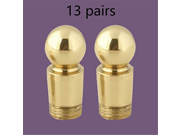 13 Pairs Carpet Rod Finials Bright Brass Ball Tips Renovators Supply