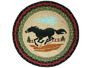Earth Rugs 49 CH238 Horse Printed Round Chairpad with Matching Tie 15.5