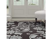 Lavish Home Floral Scroll Area Rug 4 by 6 Brown Blue