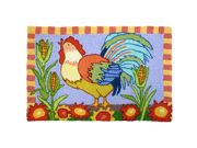 Jellybean Rooster and Corn Colorful Indoor Outdoor Area Rug