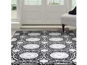 Lavish Home Royal Damask Area Rug 4 by 6 Black